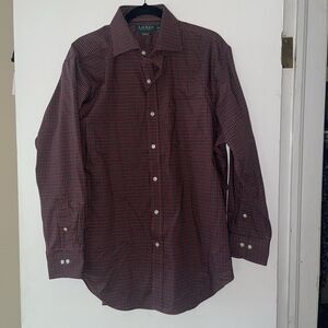 Lauren Ralph Lauren Men's Shirt Size 16.5‎ Red Green Plaid Button Up Long Sleeve